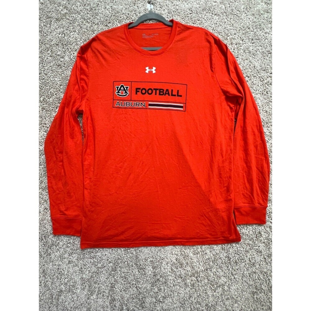 Auburn Tigers Shirt Mens SIZE LARGE Orange Football Long Sleeve Under Armour